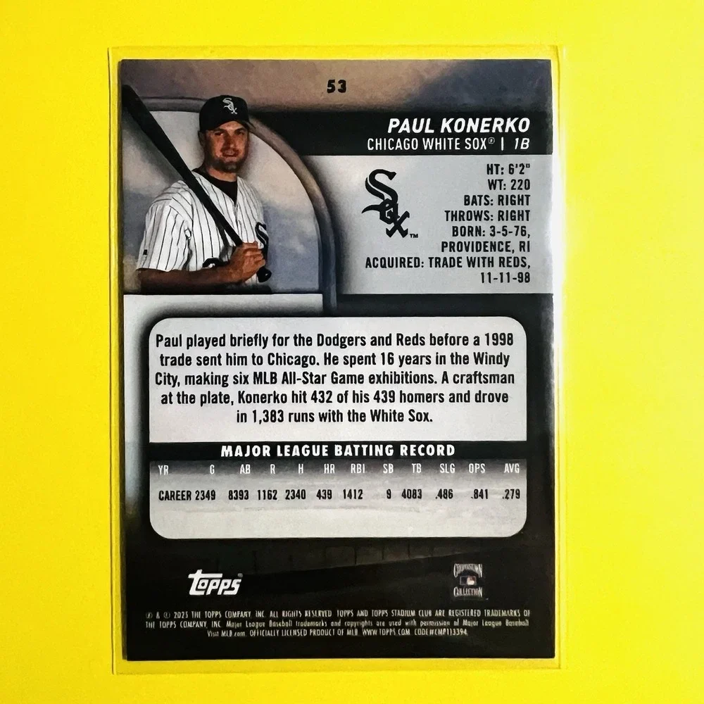 2025 Topps Stadium Club Paul Konerko Light Blue Parallel #53‎ White Sox